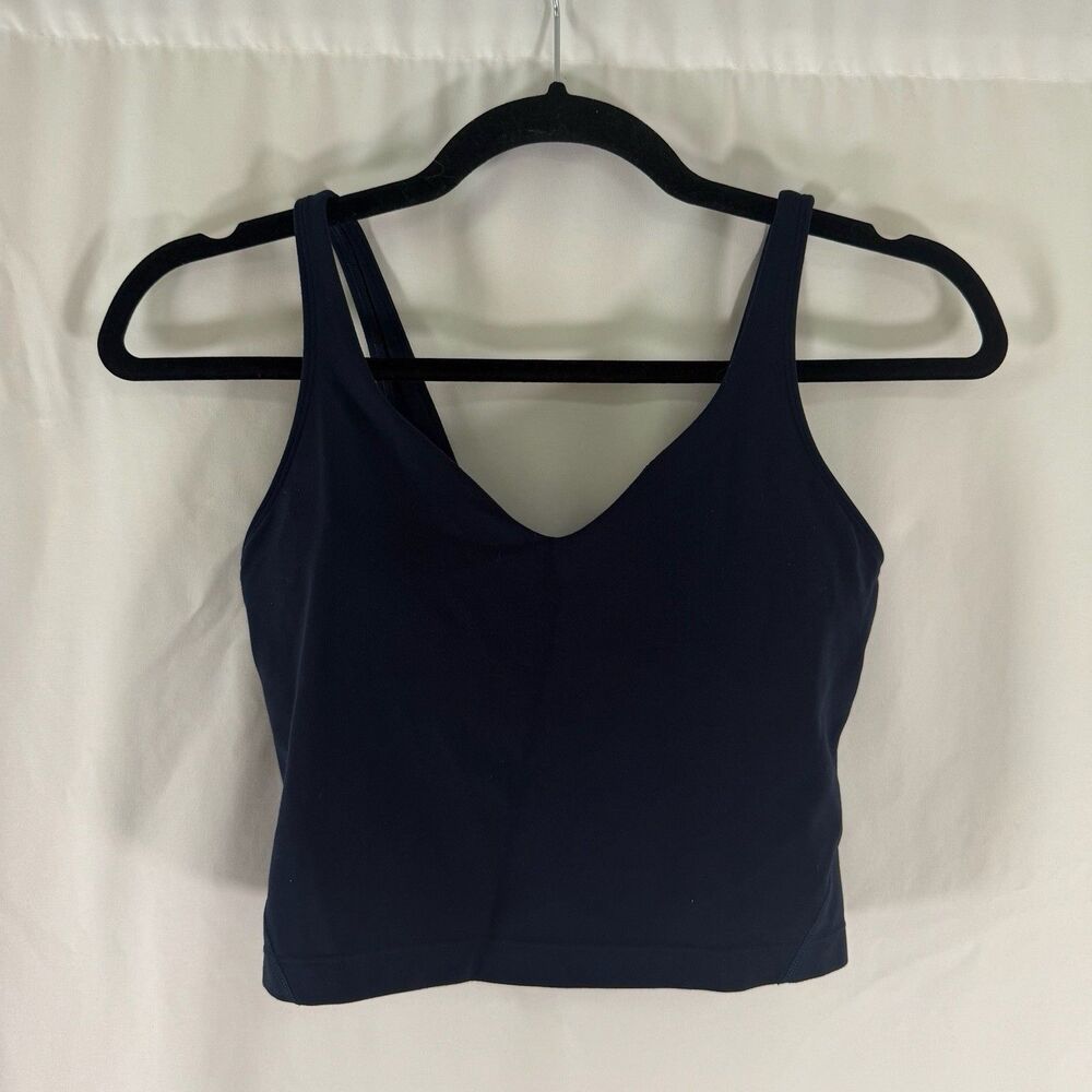 Lululemon Sports Bra Tank Top Women's 4 Blue Padded Pullover Stretch 23" Band